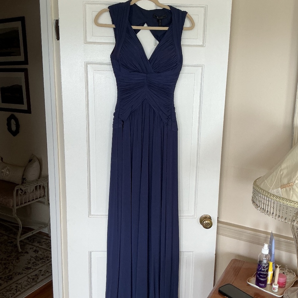 BCBG Navy Blue Ruched Gown